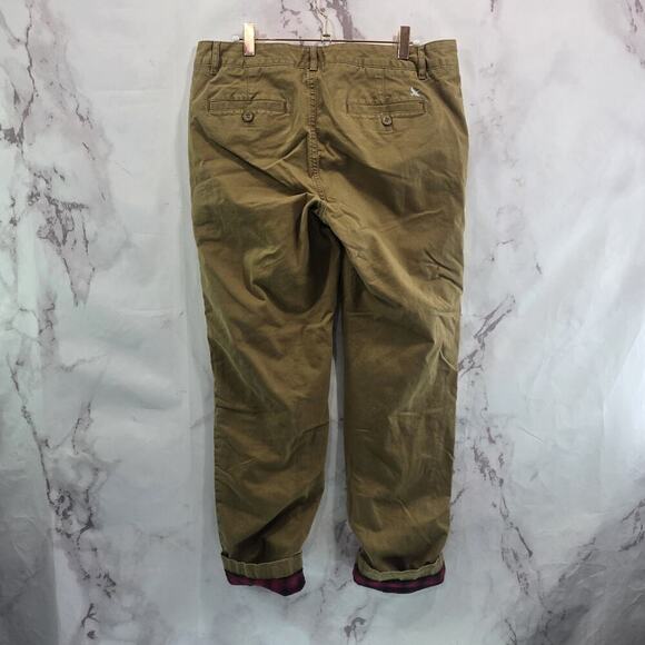 Eddie Bauer Pants Women 8x30 Flannel Lined Brown Red High Rise Boyfriend Relaxed - Picture 1 of 14